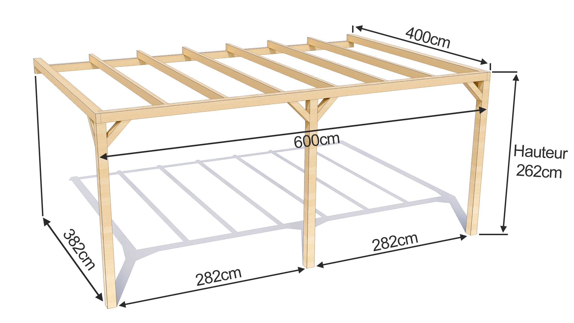 dimensions d'une pergola bois come 6mx4m